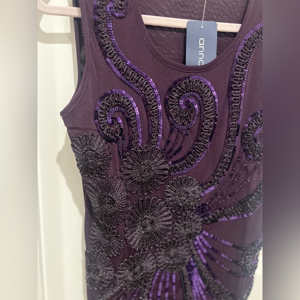 Great Gatsby purple Art Deco Sleeveless Dress size small - Picture 5 of 8